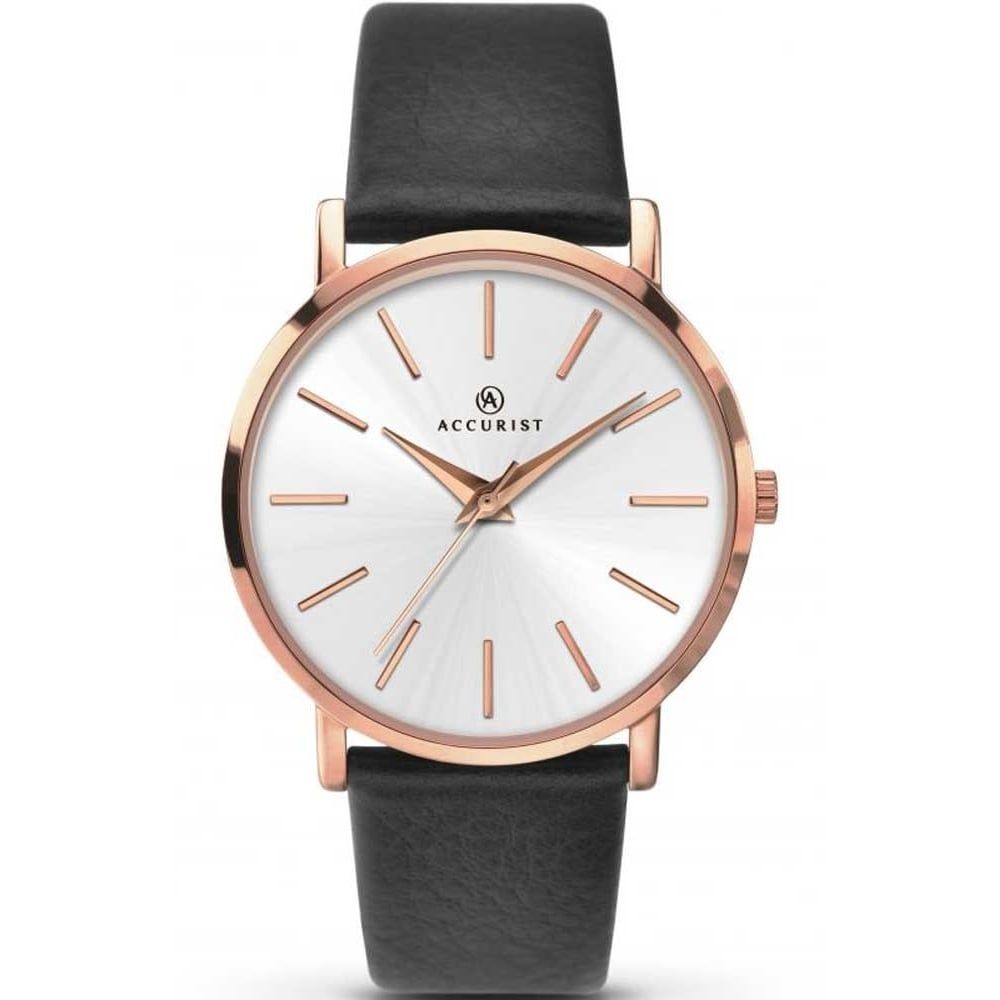 Ladies Rose Gold Tone Watch With Leather Strap