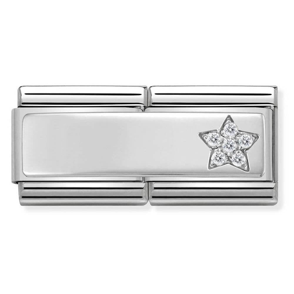 Classic Double Symbols Steel & 925 Silver Star With CZ Link