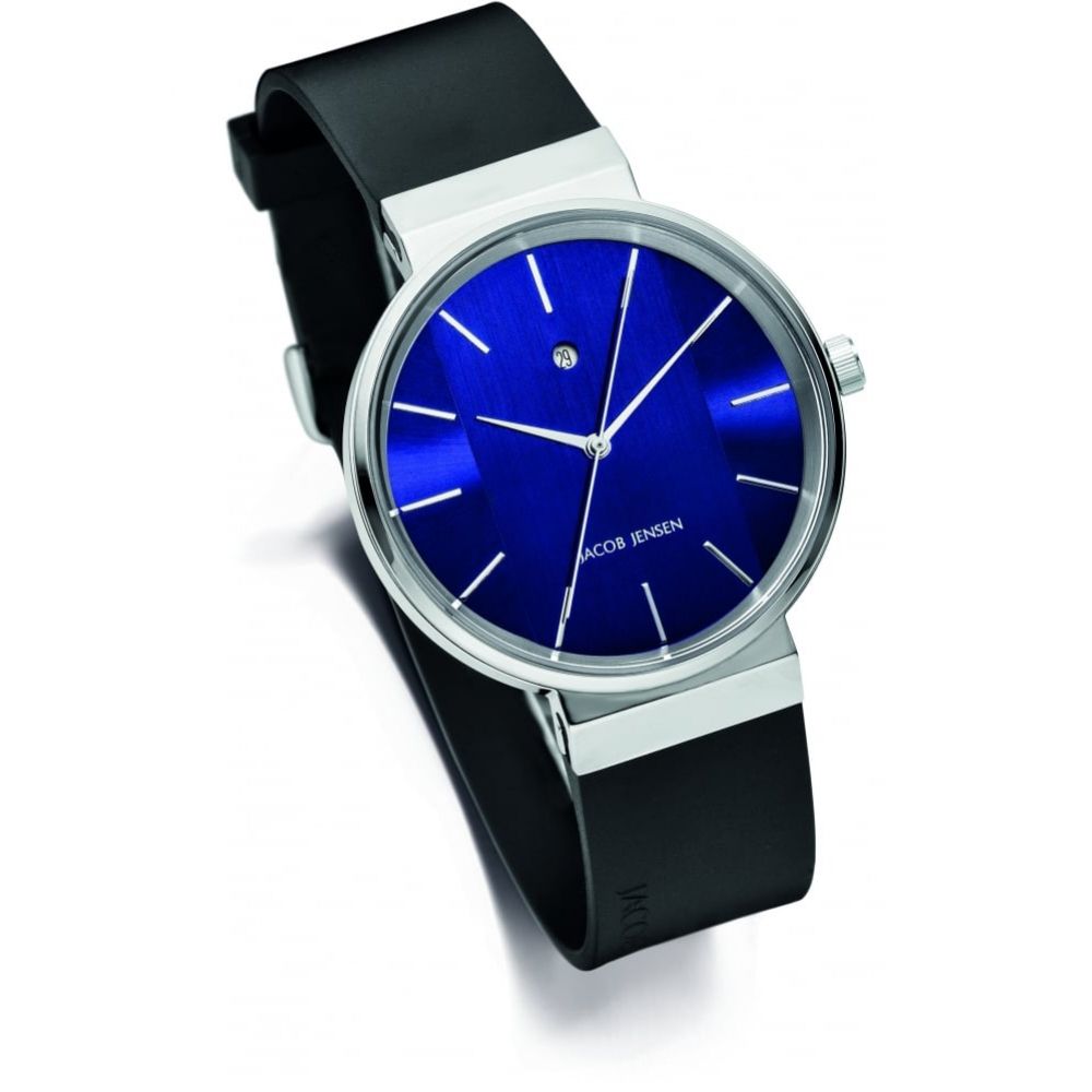 Stainless Steel Blue Dial & Black Silicone Strap Gents Watch