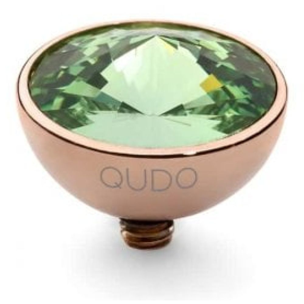 Famosa Rose Gold 11.5mm Bottone Ring Top Peridot