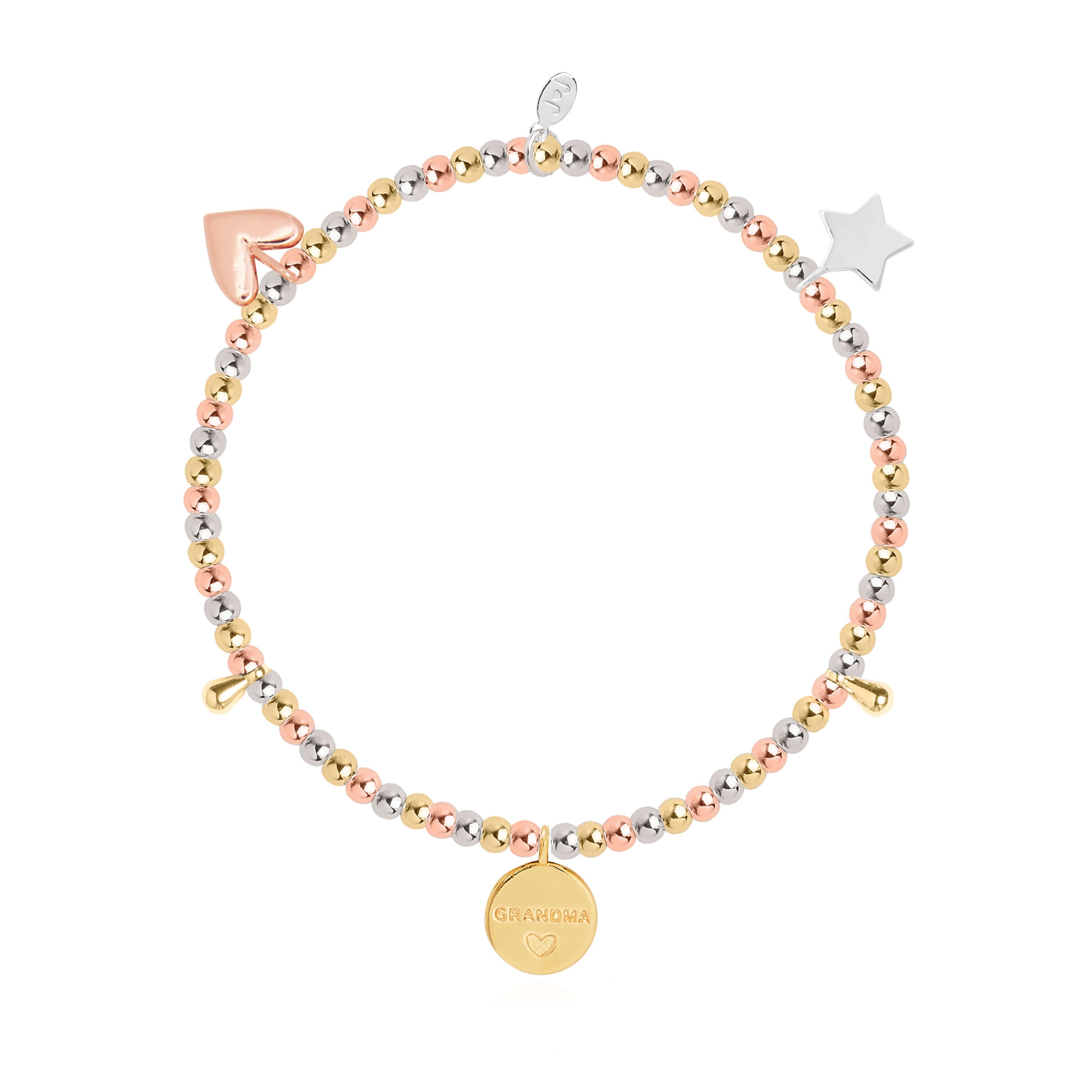 Lifes A Charm | Wonderful Grandma | Silver, Rose Gold, Gold | Charm Bracelet | 17.5cm Stretch