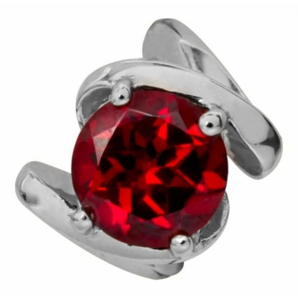 Red Round Crystal Sterling Silver Charm