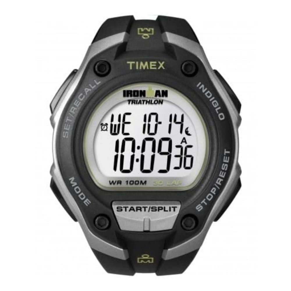 Gents 30 Lap Memory Ironman Black & Green Resin Digital Watch