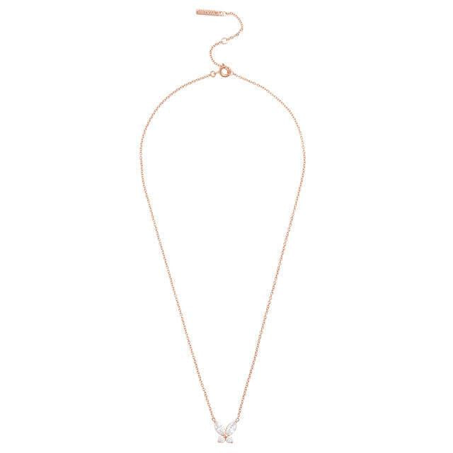 Sparkle Butterfly Marquise Necklace Rose Gold