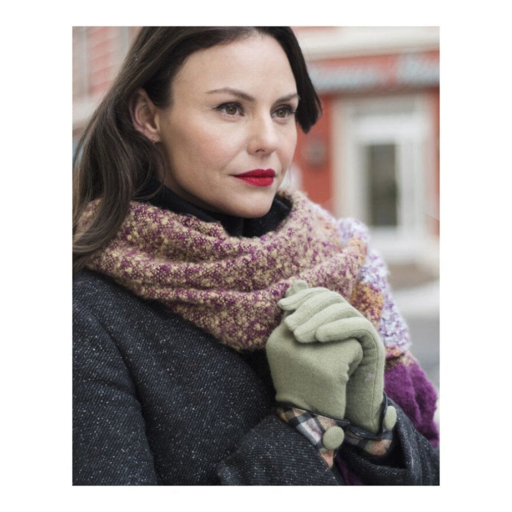 Heather Wool Gloves In Pea Green