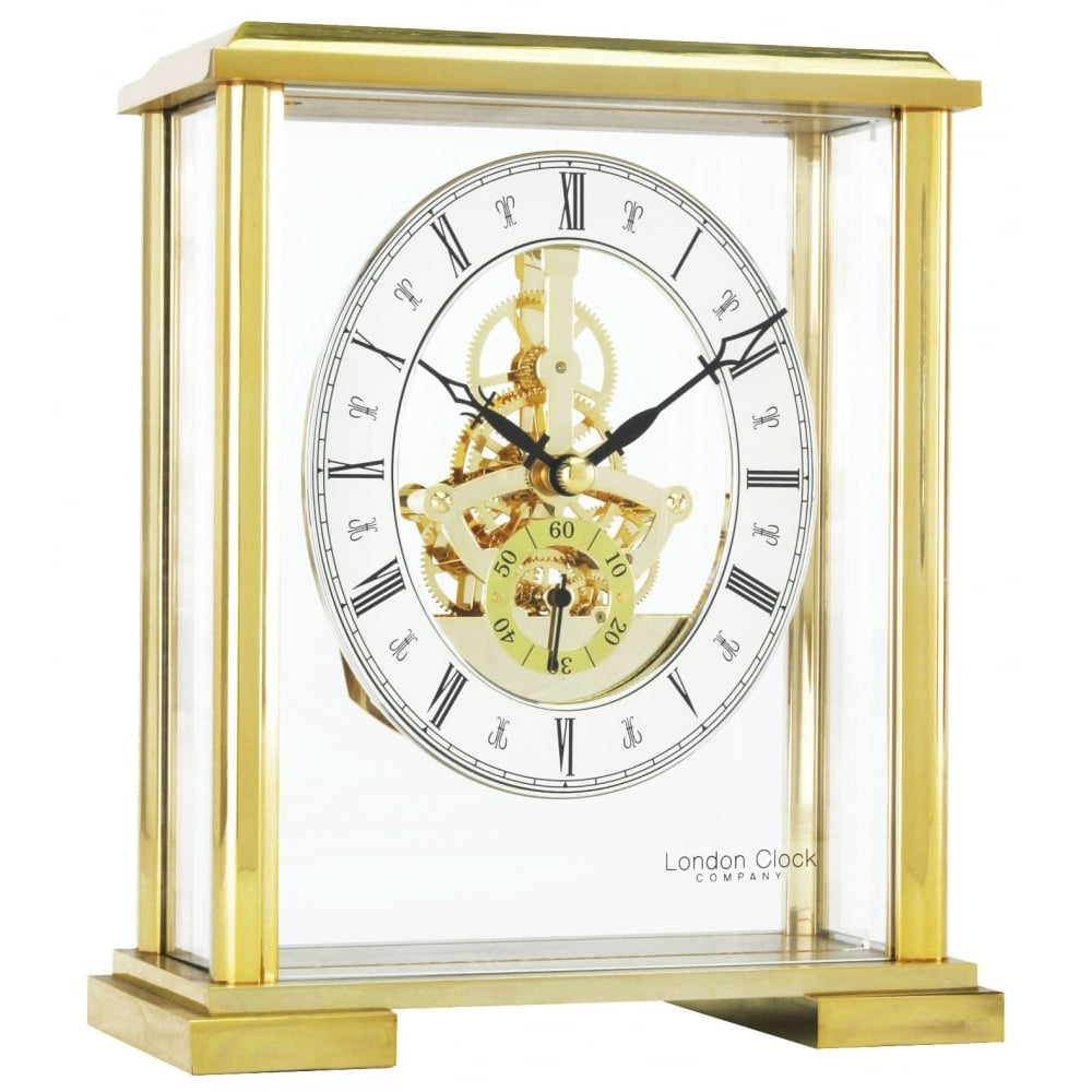 Quartz Skeleton Gold Plated Mantel Clock