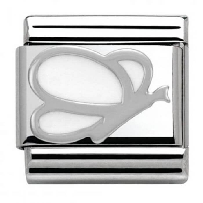 Classic White Enamel Butterfly Link