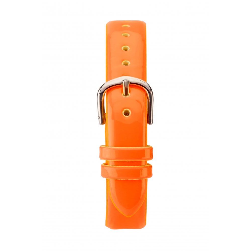 Stainless Steel Stone Set Dial With Neon Orange PU Strap Ladies Watch