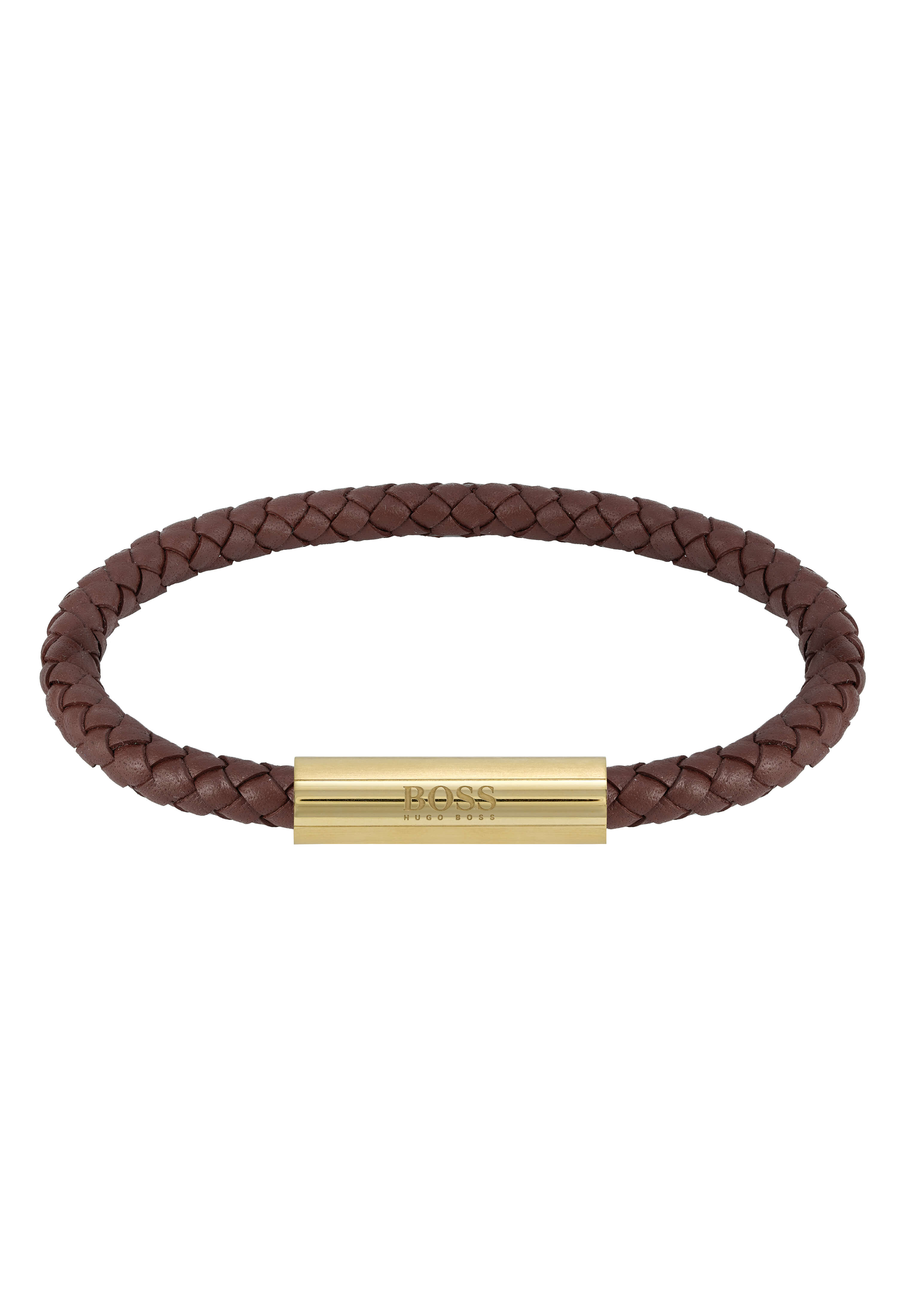 Braided Brown Leather Gents Bracelet