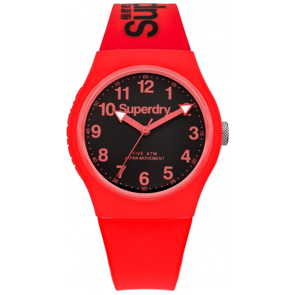 Urban' Red Silicone Strap Watch With Black Dial