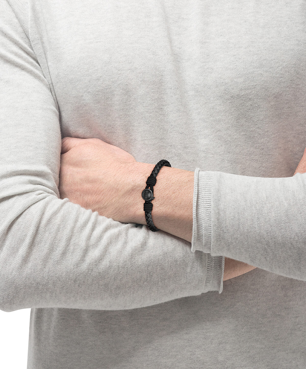 Thad Classic Braided Black Leather Gents Bracelet