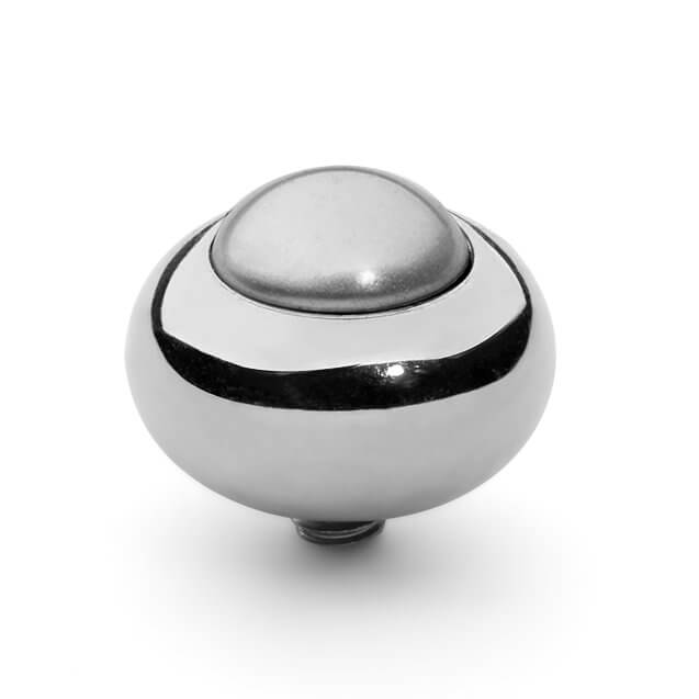TONDO Silver 10mm Light Grey Pearl Ring Top