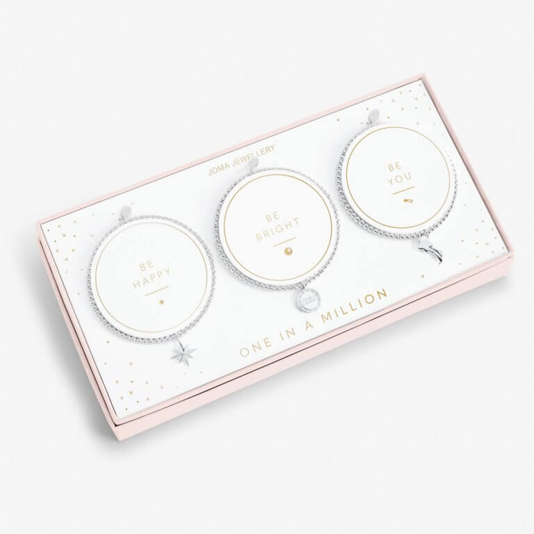 Celebration Set | One In A Million | Silver | Set Of 3 Bracelets | 17.5cm Stretch