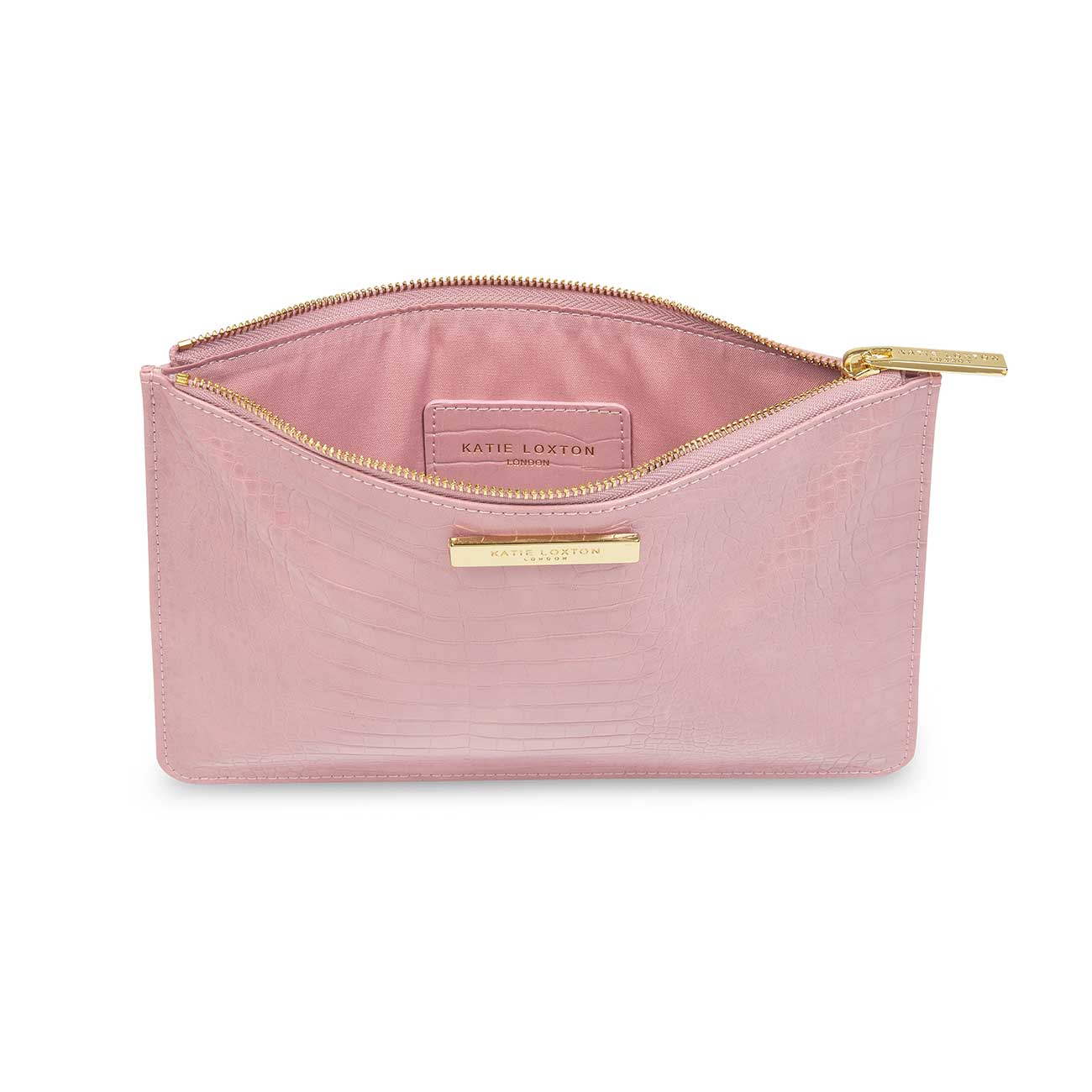 Celine Faux Croc Perfect Pouch | Pink