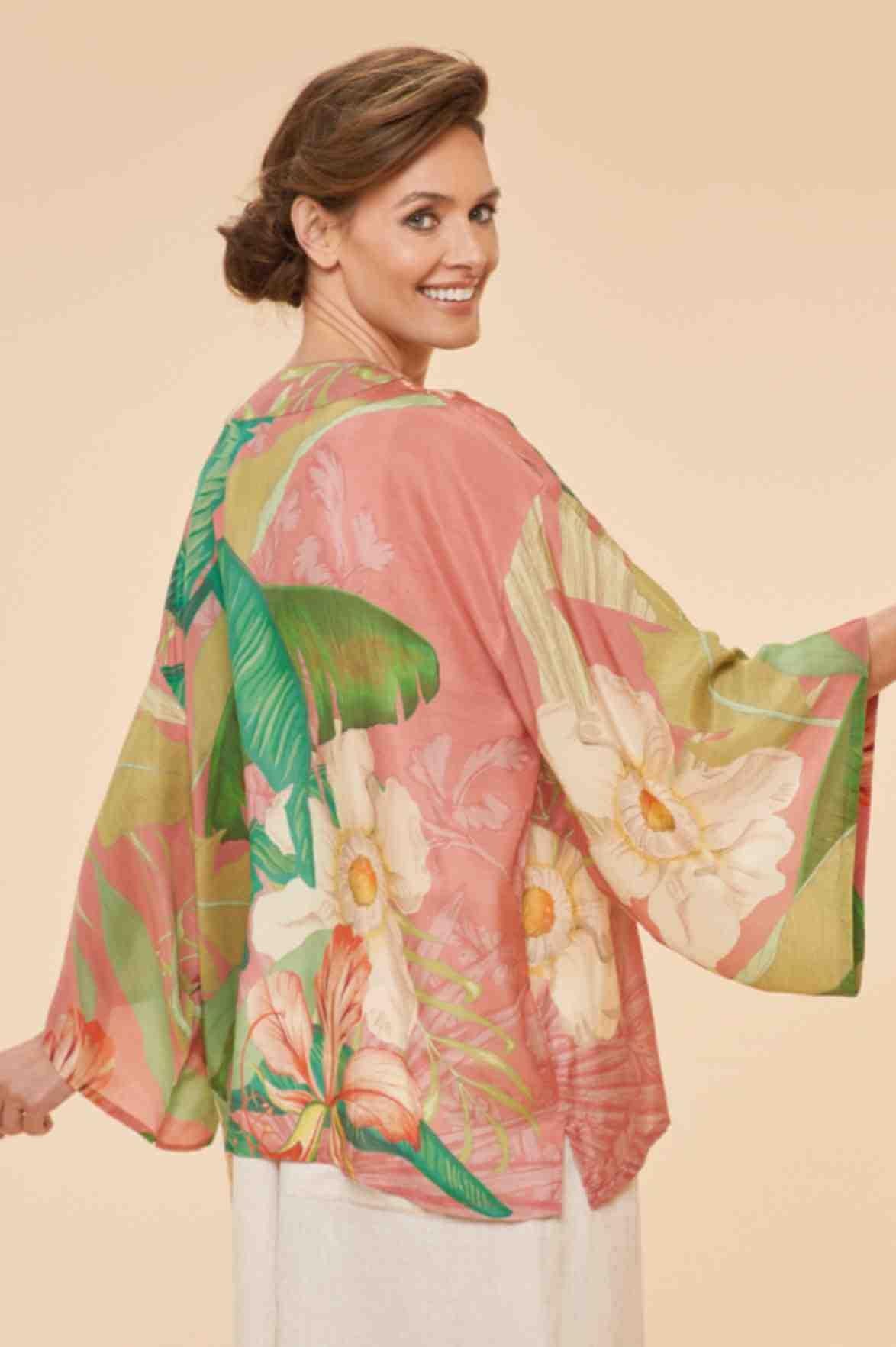 Delicate Tropical Kimono Jacket - Candy