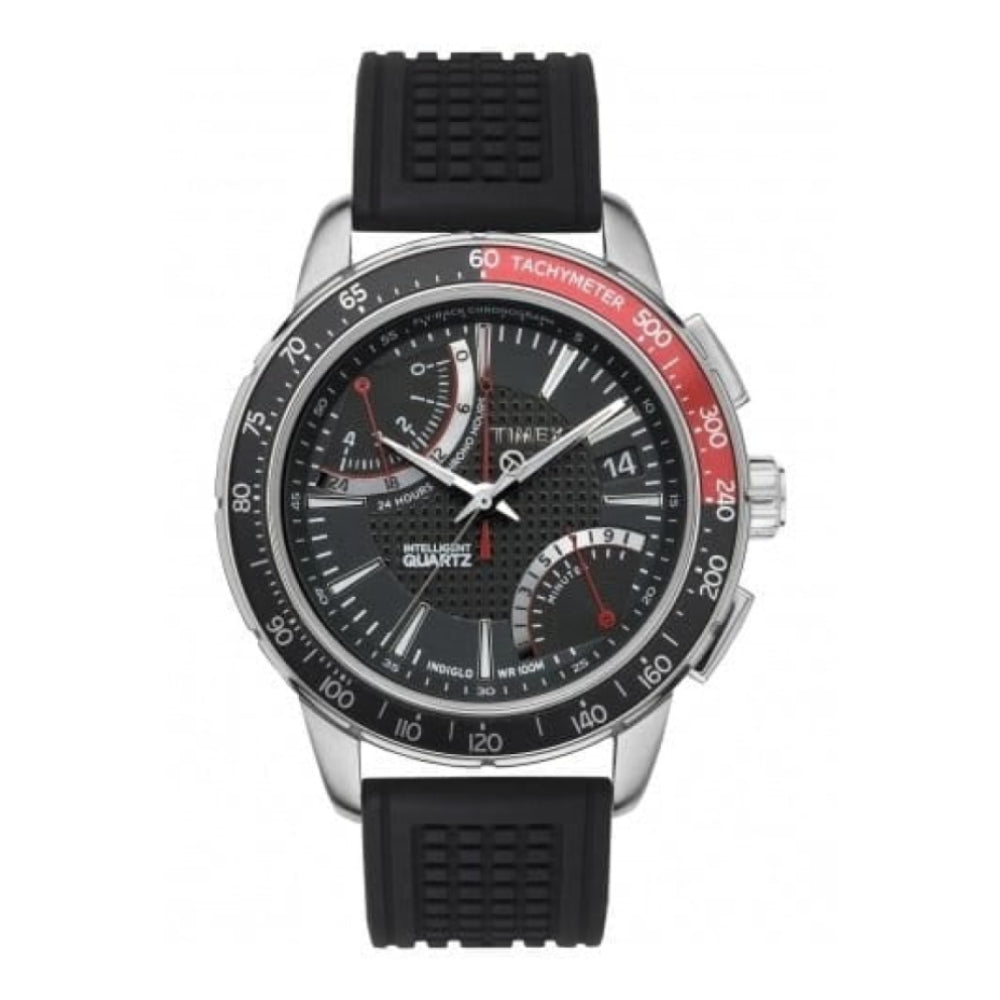 Intelligent Quartz Fly-Back Chronograph Black Silicone Watch