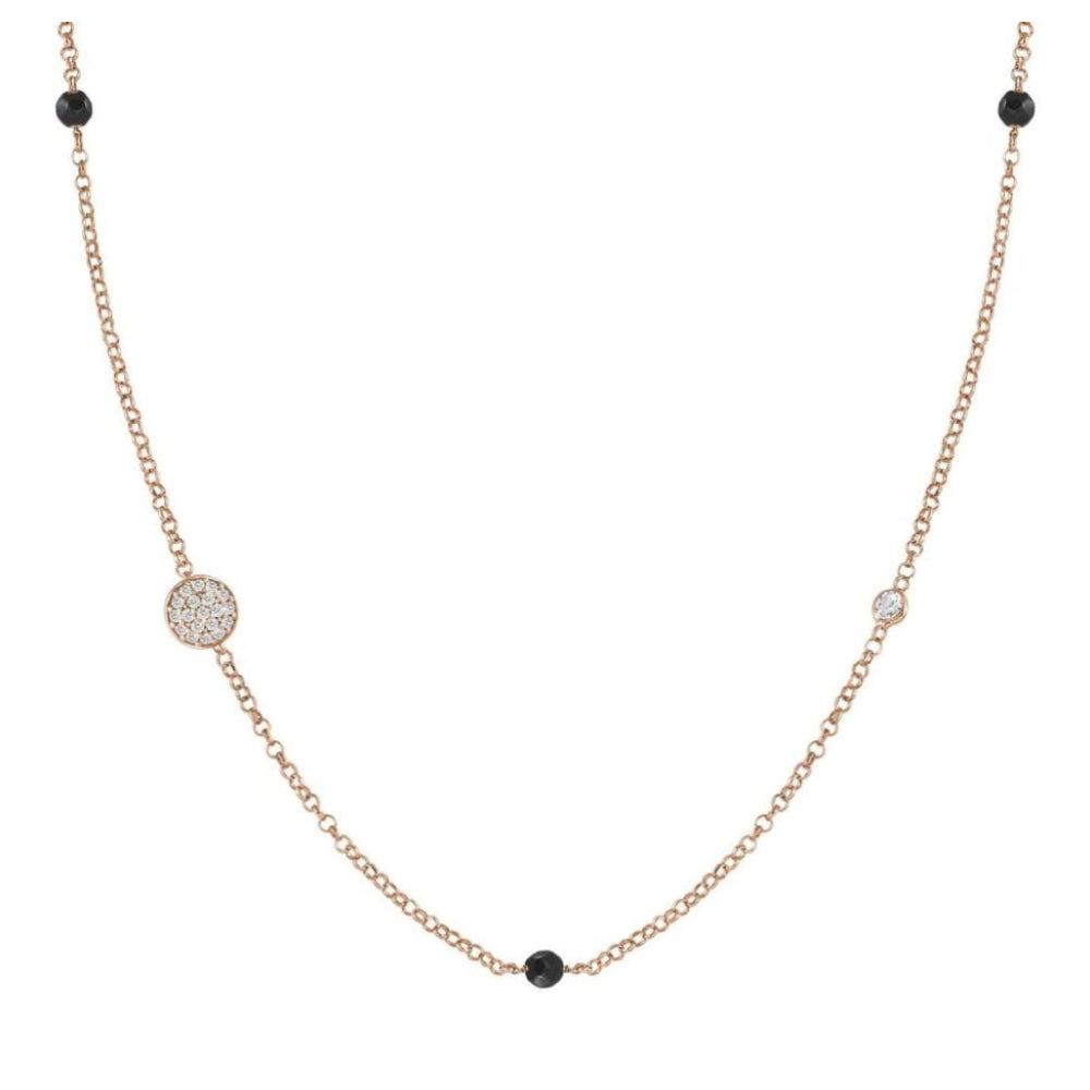 Gioie Necklace In 925 Silver, Cubic Zirconia And Jade (012_Round Rose Gold)