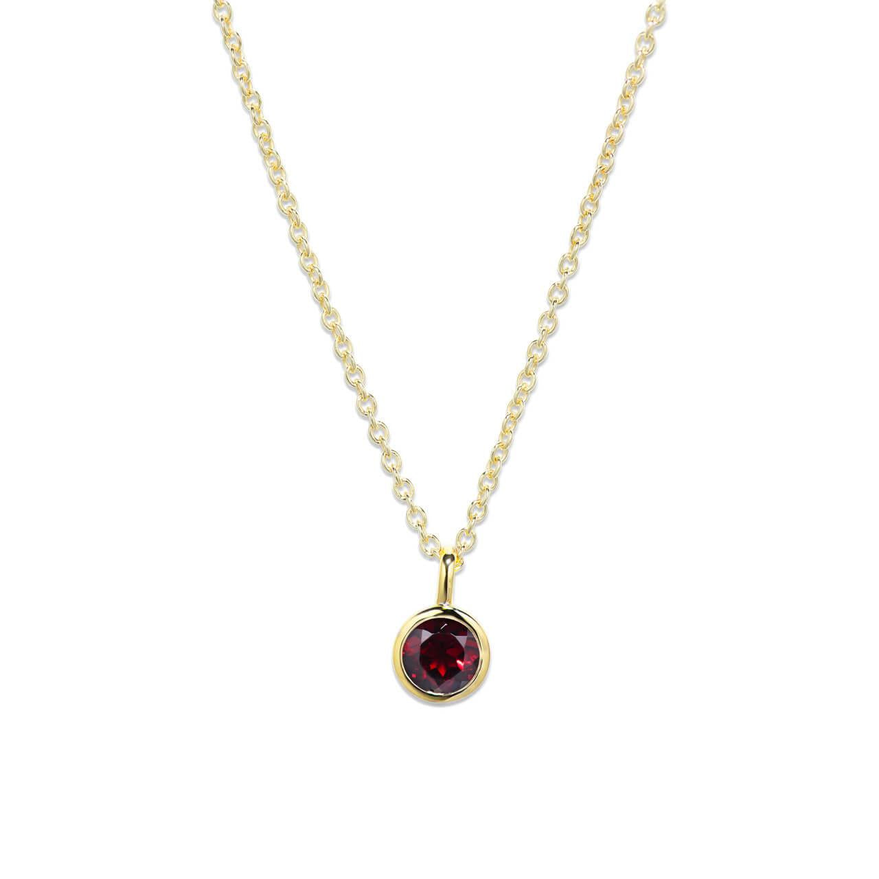 Gold Plated Garnet Pendant Necklace
