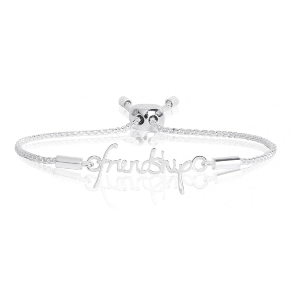 SENTIMENT MESSAGE - FRIENDSHIP - Silver Chain With "Friendship" Word & Adjusting Slider - Bracelet