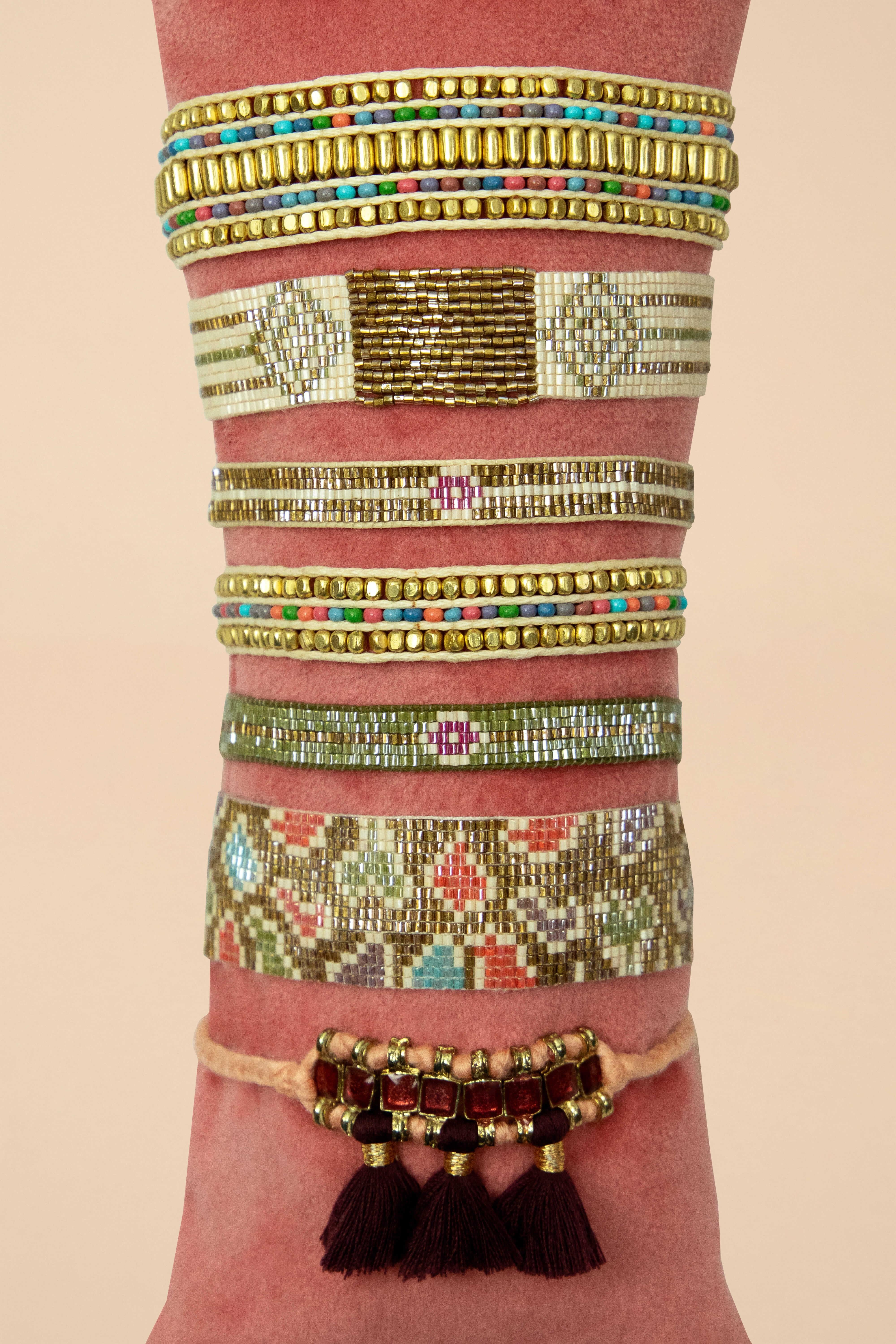Tasseled Bracelet - Petal/Plum