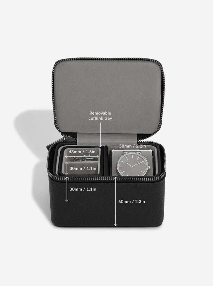 Pebble Black Zipped Watch & Cufflink Box