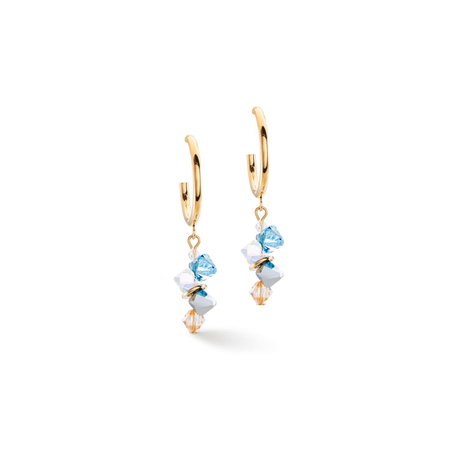 Dancing Crystals Earrings With Stickpin In Aqua