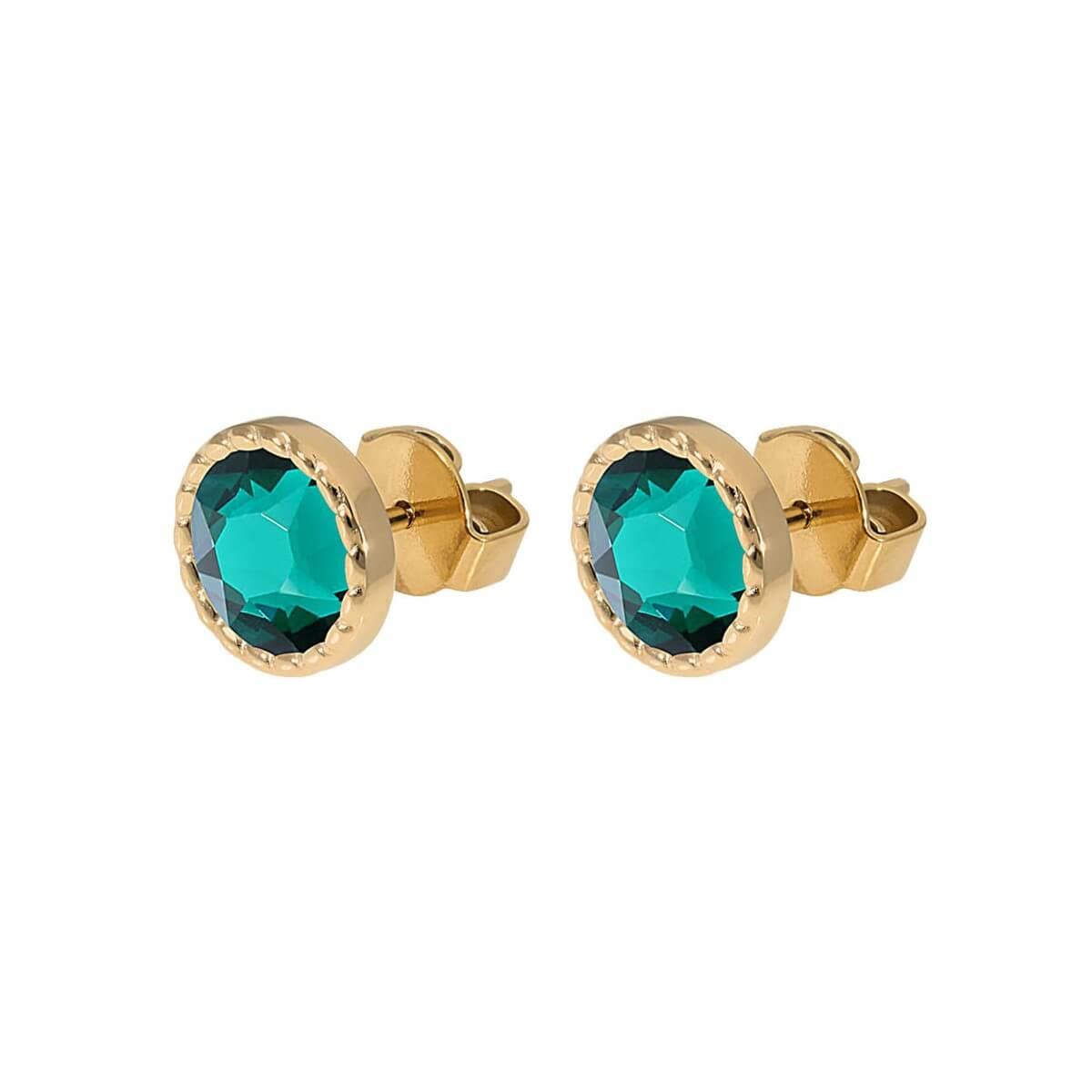 Bocconi Flat 9mm Emerald Stud (G/P)
