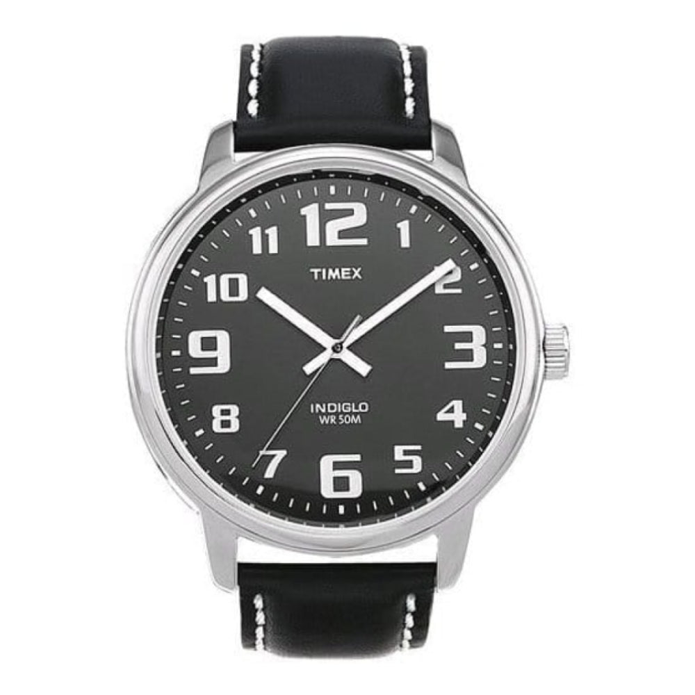 Gents Easy Reader Indilgo Light Black Leather Strap Watch