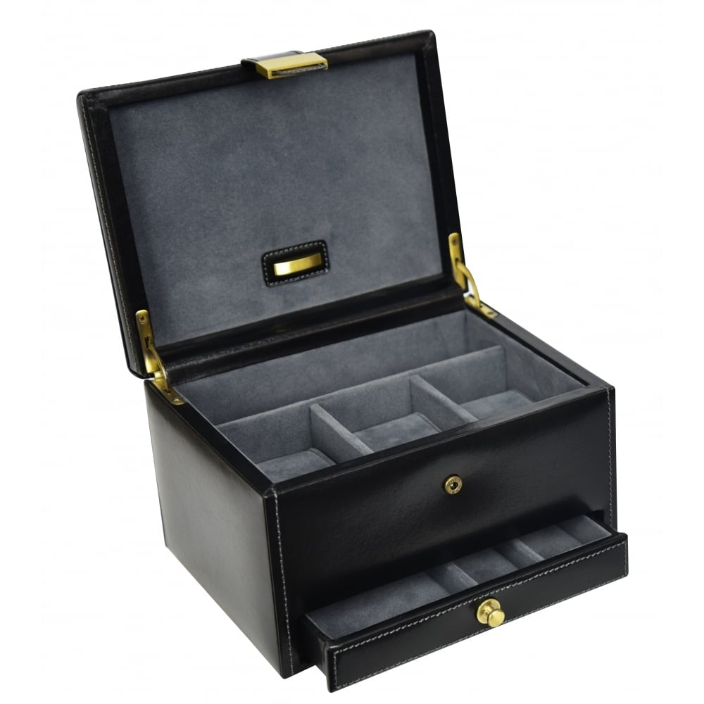 Black 3 Pieces Watch Box With Grey Lining