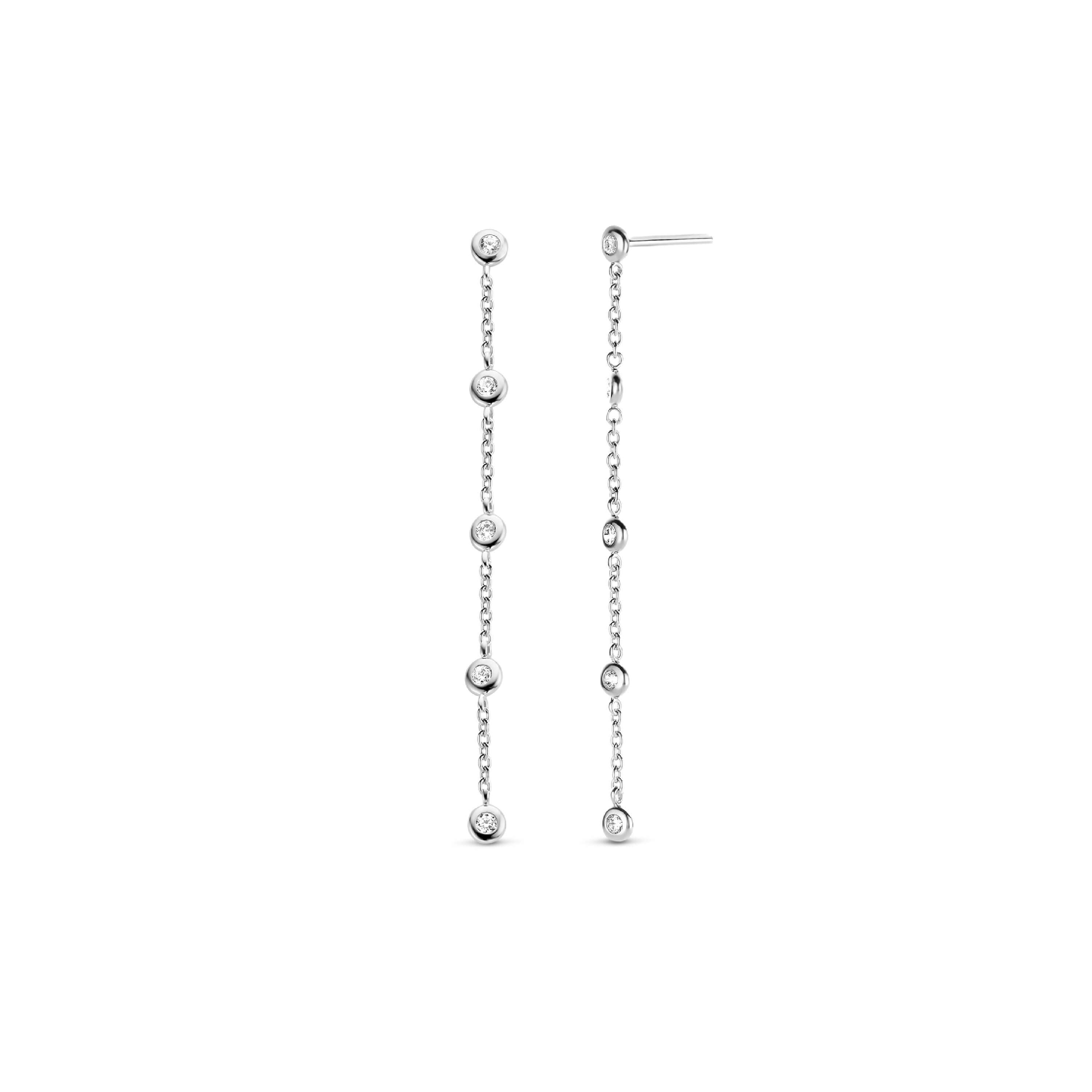 Silver CZ Drop Earrings