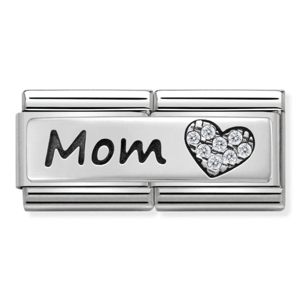 Classic Double Silver CZ Mom Link