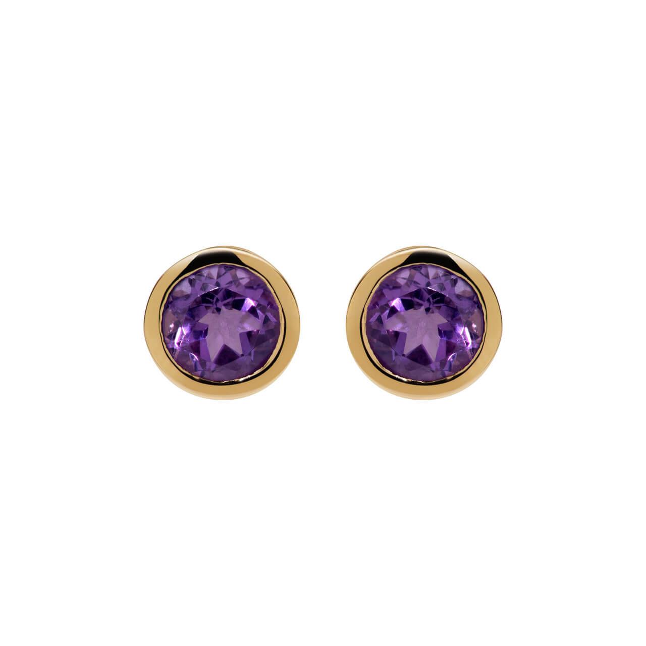Yellow Gold Plated Amethyst Stud Earrings