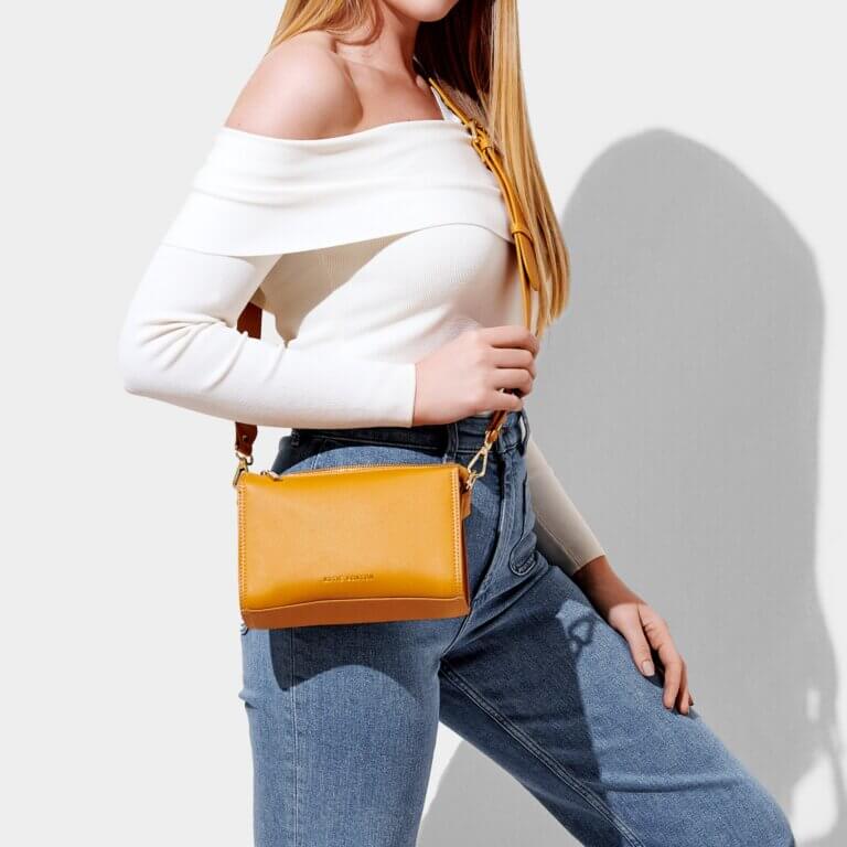Zana Crossbody Bag | Dark Amber | 15cm X 21cm X 6cm