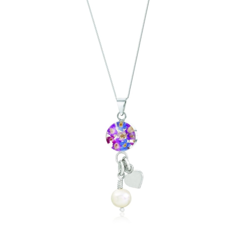 Silver Pendant - Purple Haze - Pearl & Charm