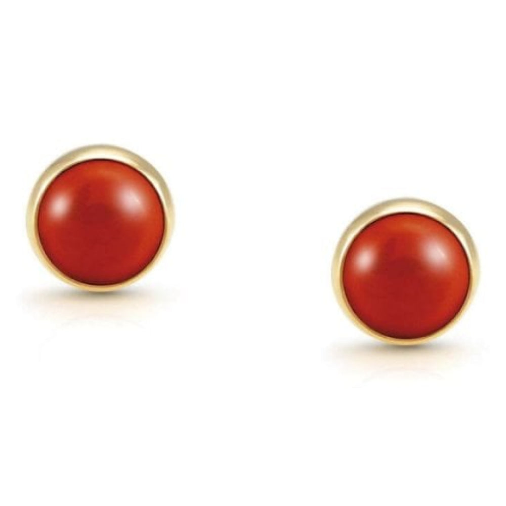18k Gold Plated With Coral Round Earrings