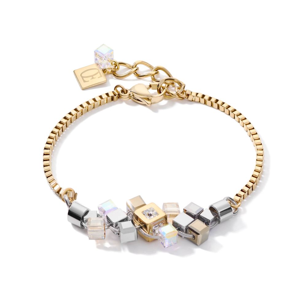 Cluster Gold-Silver Geo Cube Bracelet