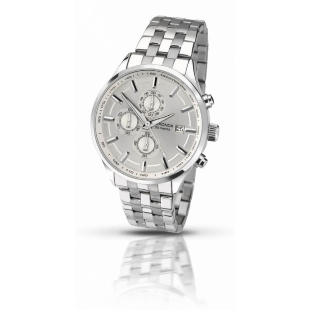 Stainless Steel Dial & Bracelet Strap Gents Chronograph Watch