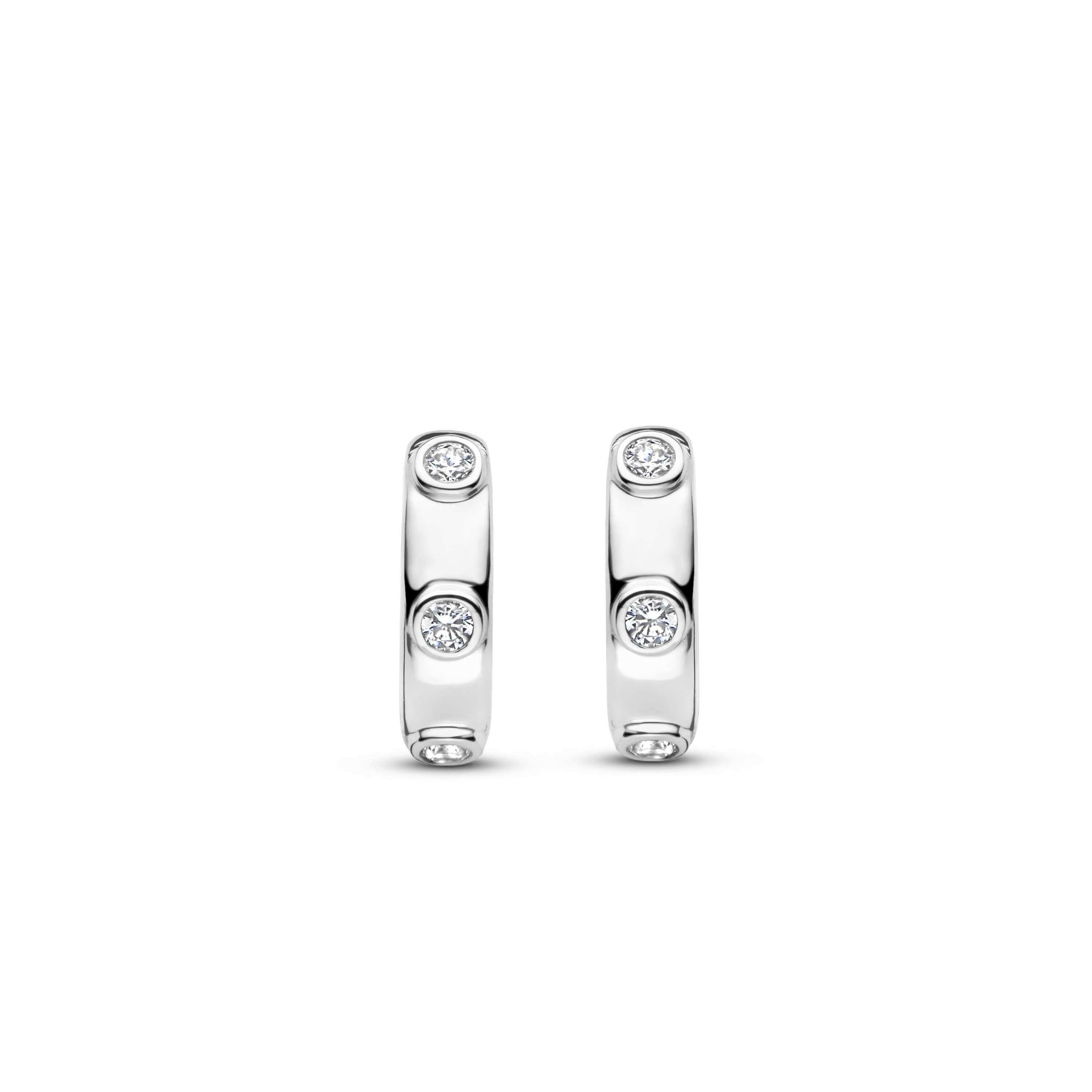 Silver Plated & CZ Huggie Hoops Earrings