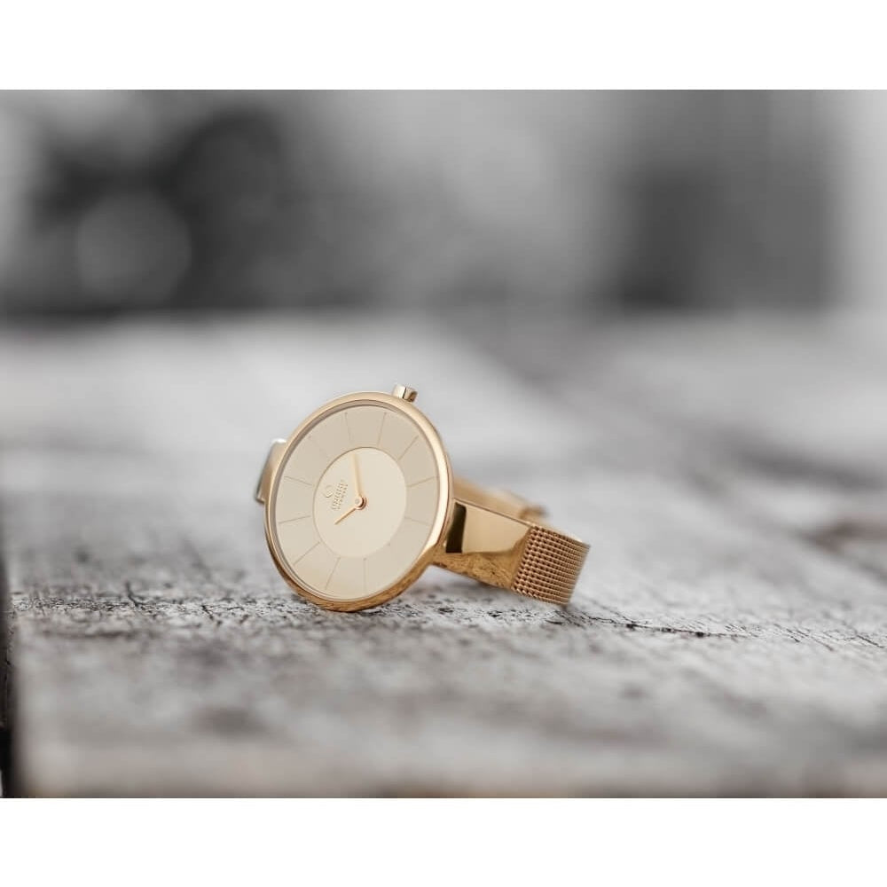 SOL - GOLD Gold Plated Stainless Steel Mesh Bracelet Watch