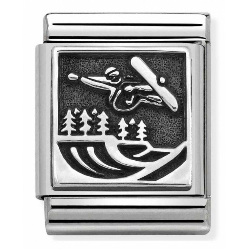 Composable Oxidized Halfpipe Symbol Stainless Steel And Sterling Silver Big Charm