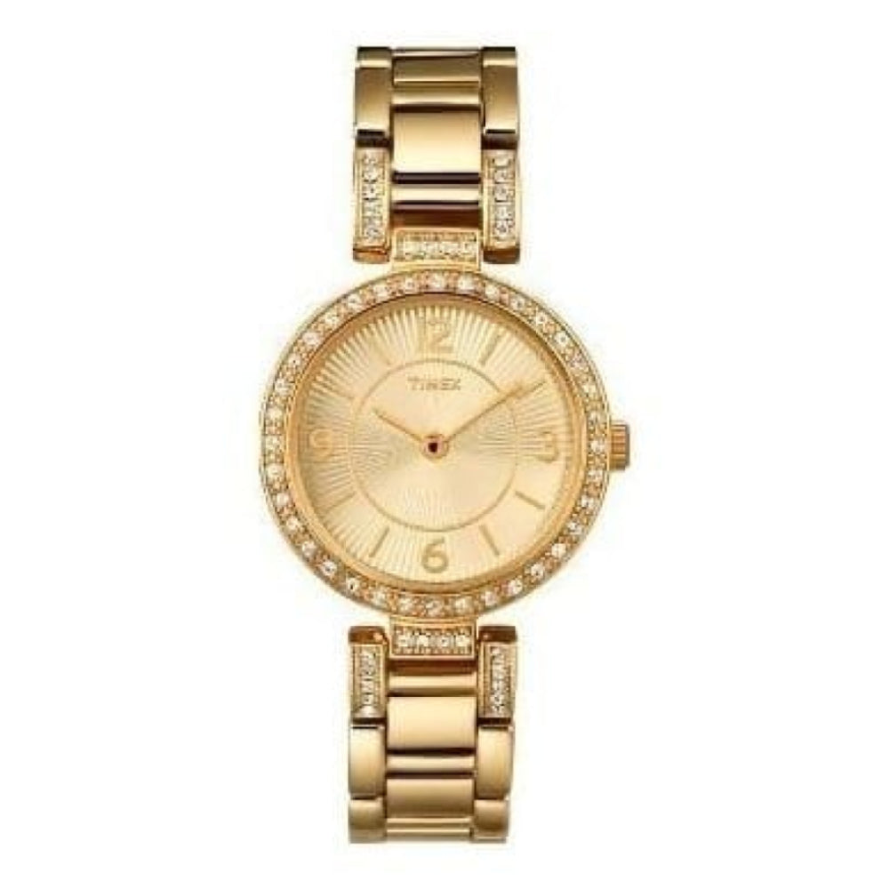 Ladies Gold Plated Gold Dial Stainless Steel Bracelet Watch