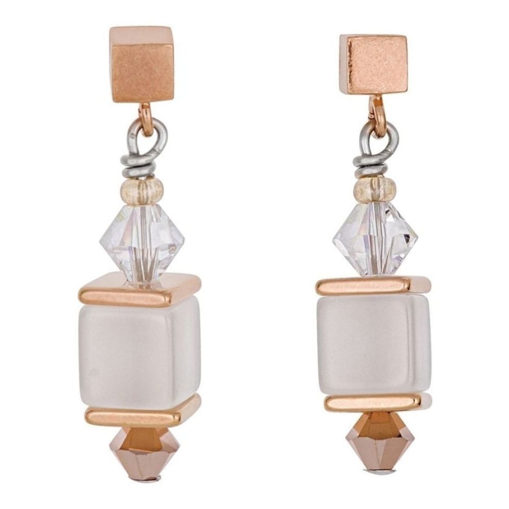Ladies' Beige Earrings With Stickpin