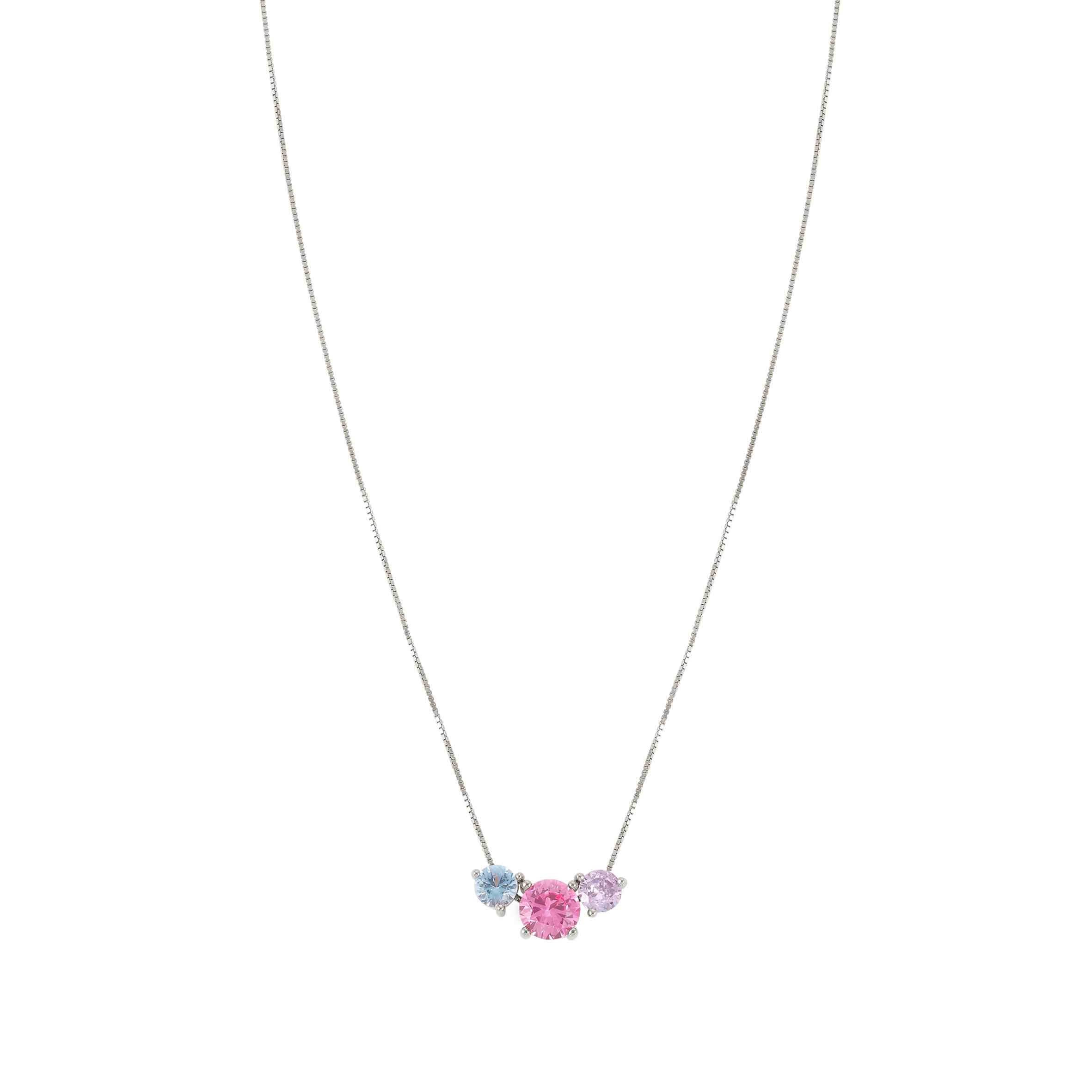 Colour Wave Necklace In Silver & Multicolour CZ