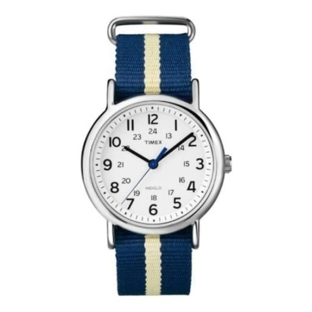 Unisex Weekender Blue Fabric With Cream Stripe Watch