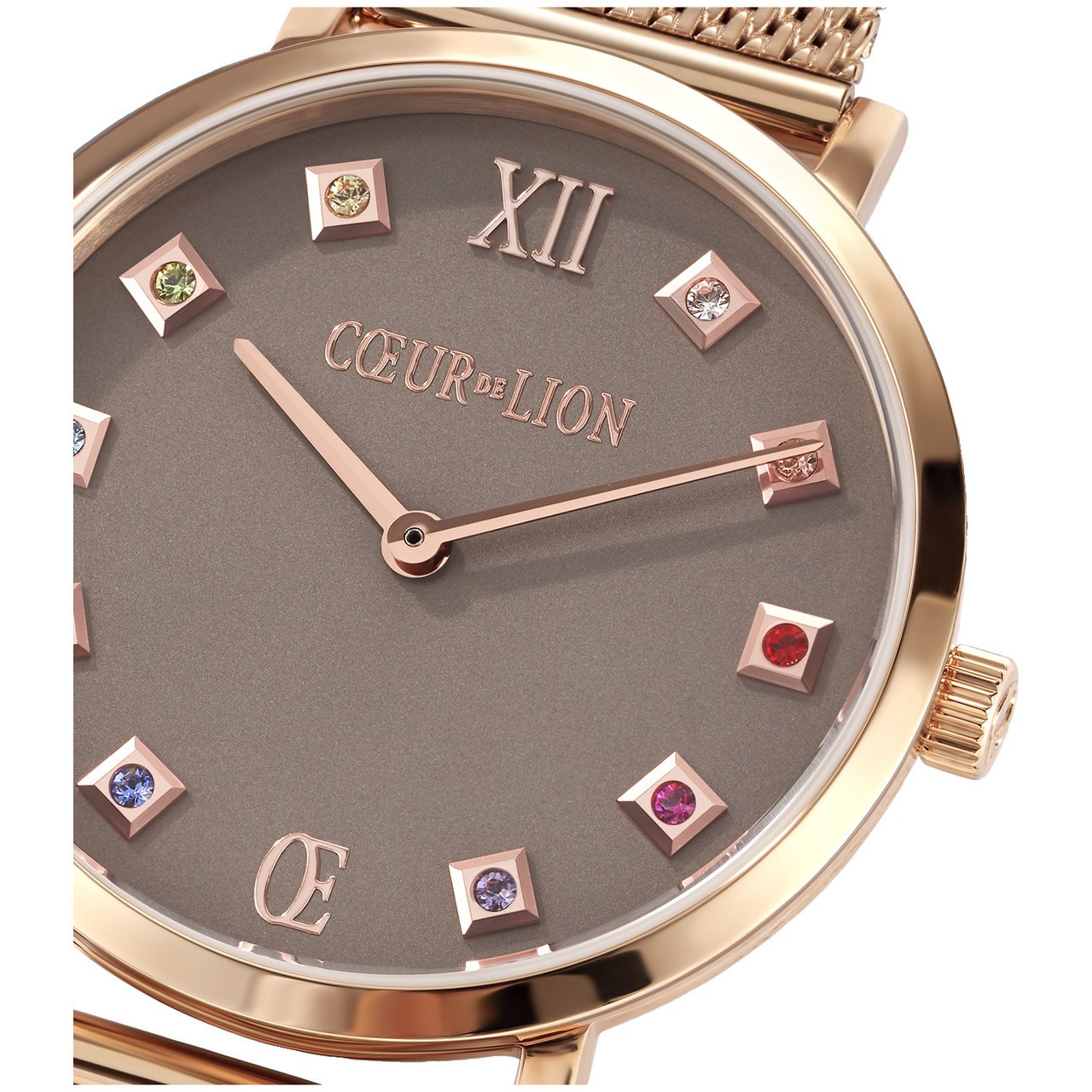 Round Mocha Dial Rose Gold Milanese Bracelet Watch