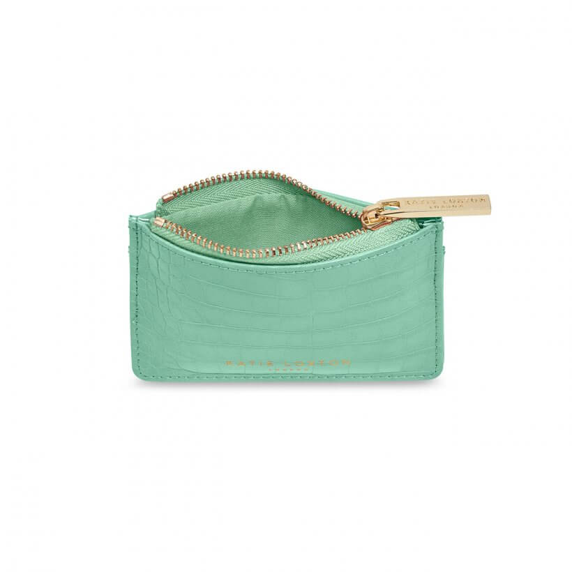 Celine Faux Croc Card Holder | Mint Green