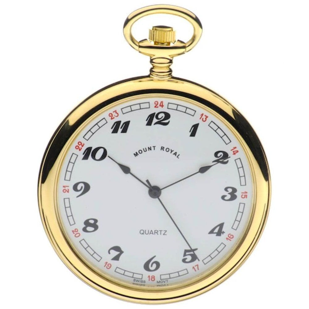 Open Face Gold Plated Quartz Pocket Watch