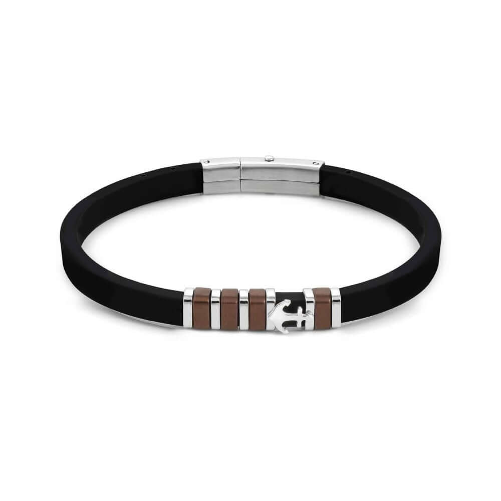 City Brown PVD Stainless Steel & Rubber Anchor Bracelet