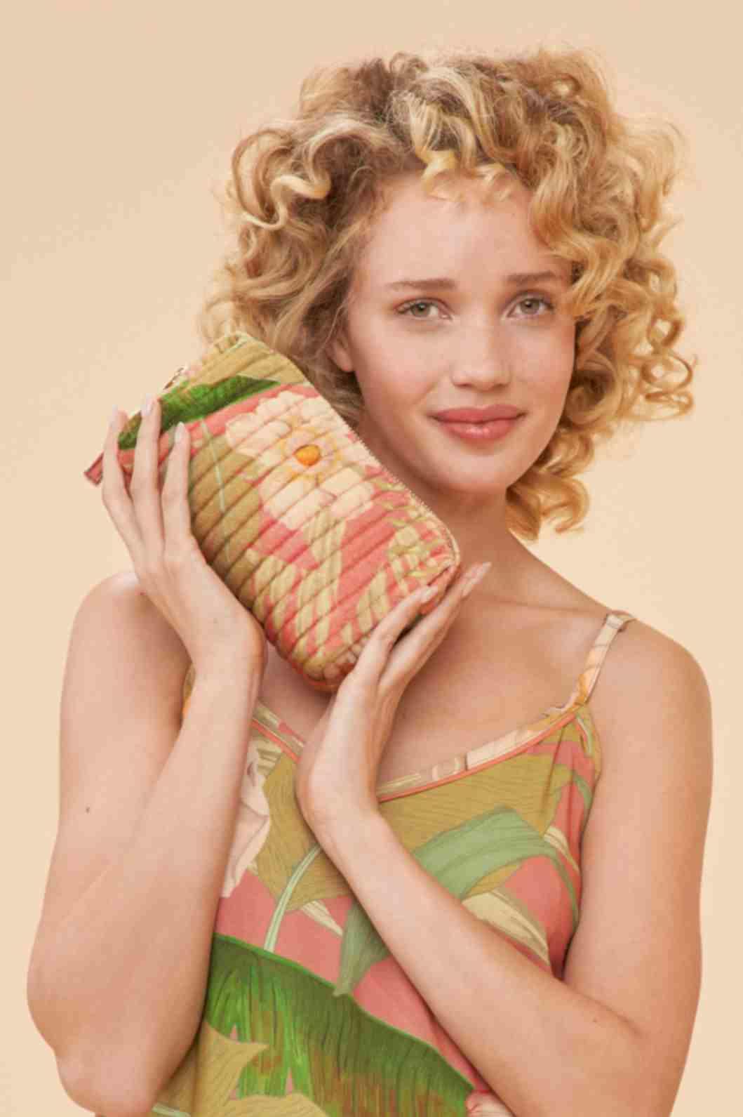 Quilted Vanity Bag - Delicate Tropical - Candy