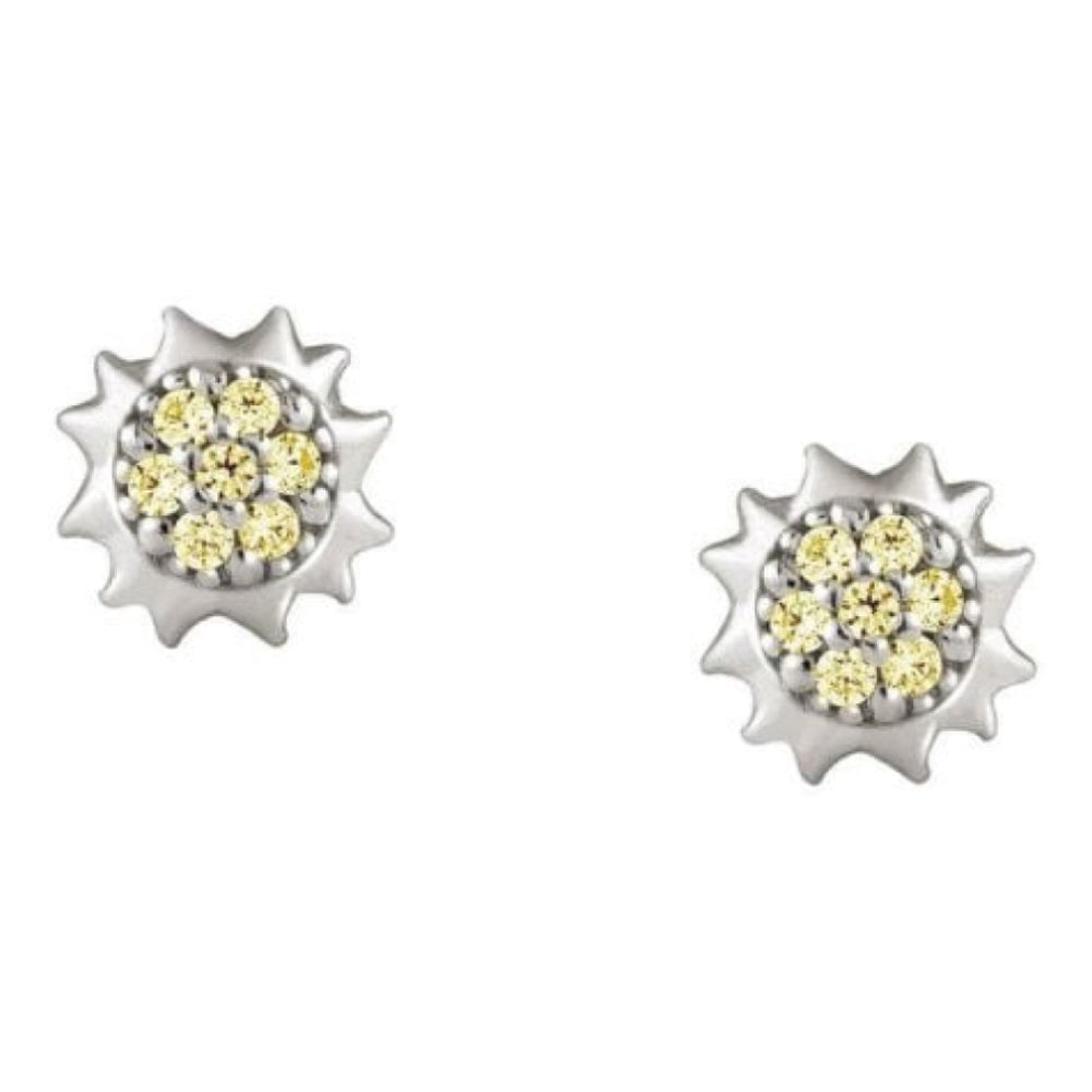 Gioie 925 Silver Earrings And Cubic Colored Zirconia (020_Silver Sun)